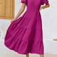 💕LAST DAY SALE 70% OFF💕Womens Puff Short Sleeve V Neck Flowy Tiered Beach A-Line Dresses