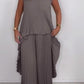 ⏰Hot Sale 50% OFF💕Laney Pleated Short Sleeve Irregular Midi Top and Elastic Waist Wide Leg Pants Set
