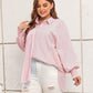 🔥LAST DAY SALE 49% OFF🏆️Mid-length smocked shirt with striped lapel and oversized drawdown sleeves