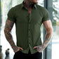 Men's Stretch Slim Muscle Fit Short Sleeve Dress Shirts Casual Button-Down Style Perfect Menswear for Dad,back to school,back to school shopping sohochic style