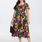 🏖️Summer Hot Sale 70% OFF with FREE GIFT!!💃Éloise™ Women's Square-Neck Floral Midi Dress 🌺 – Smocked Waist, Side Pockets 👜 & Flowy Silhouette | Flattering for All Body Types 💕