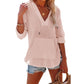 🔥LIMITED SALE 50% OFF!!🔥Women's Oversized Hooded Beach Cover Up - Long Sleeve V-Neck Pocket Shirt