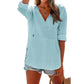 🔥LIMITED SALE 50% OFF!!🔥Women's Oversized Hooded Beach Cover Up - Long Sleeve V-Neck Pocket Shirt