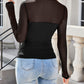 💥2025 HOT SALE💥Women's Long Sleeve Bodysuit Turtle Neck Ruched Mesh Shapewear Slim Fit Elegant Basic Tops for Fall Outfits