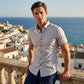 Men's Stretch Slim Muscle Fit Short Sleeve Dress Shirts Casual Button-Down Style Perfect Menswear for Dad,back to school,back to school shopping sohochic style