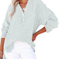 🍀Last Day Sale: ONLY ￡13.99!!🍀Womens Casual Gauze Button Neck Long Sleeve Oversized Blouses