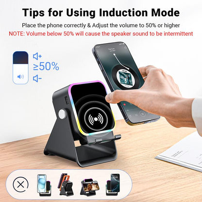 ⏳LAST DAY SALE ONLY ￡13.99!!✨🎅📱 5-in-1 Wireless Speaker Stand – Induction Audio & Phone Holder 🎵💡