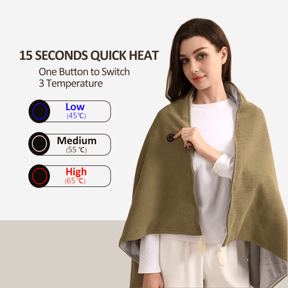 🔥Christmas Sale 50% OFF❄️Portable Soft Zipper Electric Heated Blanket Shawl☀️Warm the entire winter