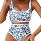 🌊💃LAST DAY SALE: ONLY ￡11.99!!🏖️Women's Bikini Sets Floral Print Whip Stitch 2 Piece Swimsuits