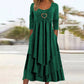 ⏳LAST DAY SALE 50% OFF!!👗 Tiered Midi Dress with Heart Accent – Flattering A-Line & Breezy Fabric for Travel or Gatherings