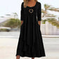 ⏳LAST DAY SALE 50% OFF!!👗 Tiered Midi Dress with Heart Accent – Flattering A-Line & Breezy Fabric for Travel or Gatherings