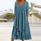 ⏳LAST DAY SALE 50% OFF!!👗 Tiered Midi Dress with Heart Accent – Flattering A-Line & Breezy Fabric for Travel or Gatherings