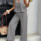⏳Limited Time Sale 50% OFF!🌞Women's Striped Tie-Waist Co-ord Set – Sleeveless Blouse & Wide-Leg Trousers 💫🌿  Vintage Boho Style • Casual Commuter Wear • Lightweight & Flowy💃