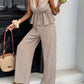 ⏳Limited Time Sale 50% OFF!🌞Women's Striped Tie-Waist Co-ord Set – Sleeveless Blouse & Wide-Leg Trousers 💫🌿  Vintage Boho Style • Casual Commuter Wear • Lightweight & Flowy💃