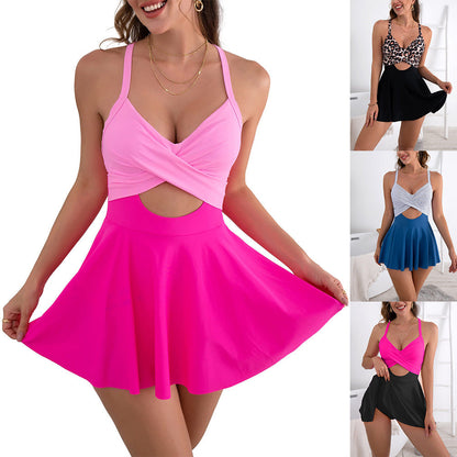 🏖️Summer Hot Sale 60% OFF🏝️Women's Cutout One Piece Skirt Swimsuit – V-Neck, Tummy Control & Flirty Cutouts 🩱✨