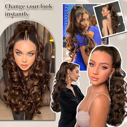 ⏳LAST DAY SALE ONLY ￡11.99!!💜✨50K+ SOLD!💞Clip-on Wavy Ponytail Extension – Natural big waves, tangle‑free & heat‑resistant. Instant volume in seconds! 🦚🎀