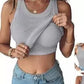 💖LAST DAY SPECIAL PRICE: ￡11.99!!💖Ribbed Stretchy Tank Top with Shelf Bra