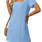 🔥Limited time sale 49% OFF🔥Women's Casual Square Neck Pocket Short Sleeve Dress with Pockets(BUY MORE SAVE MORE)