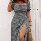 💃Summer Hot Sale-50% OFF💗Plus Size Split Floral Print Boho Maxi Dress