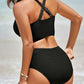 💥LAST DAY SPECIAL PRICE: ￡11.99!👙Textured Knot-Front High-Waisted Bikini Set