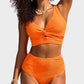💥LAST DAY SPECIAL PRICE: ￡11.99!👙Textured Knot-Front High-Waisted Bikini Set