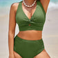 💥LAST DAY SPECIAL PRICE: ￡11.99!👙Textured Knot-Front High-Waisted Bikini Set