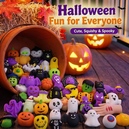 🔥LAST DAY SALE ONLY ￡13.99!!🎁Halloween Squishies Stress Relief Toy Set, Classic Pumpkin/Ghost/Bat Shapes, Super Soft TPR Material with Elastic Squeeze Feel, Washable & Durable, Assorted 24 pcs for Party Favors, Classroom Rewards & Trick-or-Treat