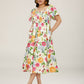 🏖️Summer Hot Sale 70% OFF with FREE GIFT!!💃Éloise™ Women's Square-Neck Floral Midi Dress 🌺 – Smocked Waist, Side Pockets 👜 & Flowy Silhouette | Flattering for All Body Types 💕