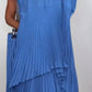 ⏰Hot Sale 50% OFF💕Laney Pleated Short Sleeve Irregular Midi Top and Elastic Waist Wide Leg Pants Set