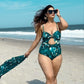 🔥Last Day Discount 49% Off🔥Starfish Decoration Print Hollow-out Flared Skirt Swimsuit Set