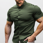 Men's Stretch Slim Muscle Fit Short Sleeve Dress Shirts Casual Button-Down Style Perfect Menswear for Dad,back to school,back to school shopping sohochic style