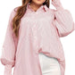 🔥LAST DAY SALE 49% OFF🏆️Mid-length smocked shirt with striped lapel and oversized drawdown sleeves