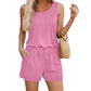 ⏰Hot Sale 49% OFF💃Women Sleeveless Scoop Neck Tank Top Casual Short Jumpsuit Rompers with Pockets