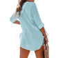 🔥LIMITED SALE 50% OFF!!🔥Women's Oversized Hooded Beach Cover Up - Long Sleeve V-Neck Pocket Shirt
