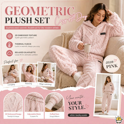 ⏰LAST DAY SALE ONLY ￡23.99!!🔥🍂 Embossed Geometric Plush Set – Timeless Comfort & Effortless Style For Every Occasion
