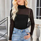 💥2025 HOT SALE💥Women's Long Sleeve Bodysuit Turtle Neck Ruched Mesh Shapewear Slim Fit Elegant Basic Tops for Fall Outfits