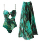 🔥Last Day Discount 49% Off🔥Starfish Decoration Print Hollow-out Flared Skirt Swimsuit Set