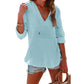 🔥LIMITED SALE 50% OFF!!🔥Women's Oversized Hooded Beach Cover Up - Long Sleeve V-Neck Pocket Shirt
