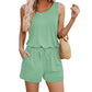 ⏰Hot Sale 49% OFF💃Women Sleeveless Scoop Neck Tank Top Casual Short Jumpsuit Rompers with Pockets