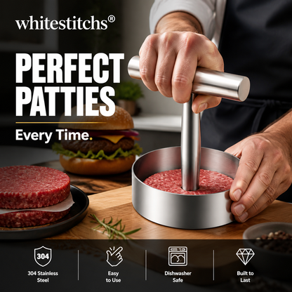 ⏳LAST DAY SALE ONLY ￡9.99!!🔥🥩Steak Press Round Patty Mold | Food‑Grade 304 Stainless Steel Burger Patty Maker
