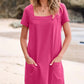 🔥Limited time sale 49% OFF🔥Women's Casual Square Neck Pocket Short Sleeve Dress with Pockets(BUY MORE SAVE MORE)