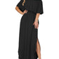 Women's Off-Shoulder Ruffled Side-Slit Maxi Dress with Pockets