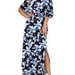 Women's Off-Shoulder Ruffled Side-Slit Maxi Dress with Pockets