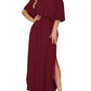 Women's Off-Shoulder Ruffled Side-Slit Maxi Dress with Pockets