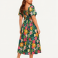 🏖️Summer Hot Sale 70% OFF with FREE GIFT!!💃Éloise™ Women's Square-Neck Floral Midi Dress 🌺 – Smocked Waist, Side Pockets 👜 & Flowy Silhouette | Flattering for All Body Types 💕