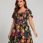 🏖️Summer Hot Sale 70% OFF with FREE GIFT!!💃Éloise™ Women's Square-Neck Floral Midi Dress 🌺 – Smocked Waist, Side Pockets 👜 & Flowy Silhouette | Flattering for All Body Types 💕