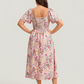 🏖️Summer Hot Sale 70% OFF with FREE GIFT!!💃Éloise™ Women's Square-Neck Floral Midi Dress 🌺 – Smocked Waist, Side Pockets 👜 & Flowy Silhouette | Flattering for All Body Types 💕