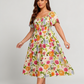 🏖️Summer Hot Sale 70% OFF with FREE GIFT!!💃Éloise™ Women's Square-Neck Floral Midi Dress 🌺 – Smocked Waist, Side Pockets 👜 & Flowy Silhouette | Flattering for All Body Types 💕