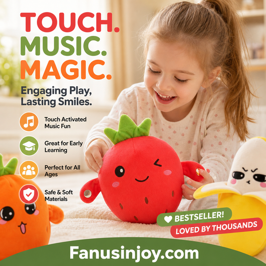 🍌Final Hours Flash Sale ￡11.99!!⚡🍓Give him a joyful childhood！🎶Fruit Sensor Beat Interactive Doll