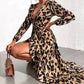 💃LAST DAY SALE 49% OFF🔥Women's Leopard Print V-Neck Long Sleeved Dress